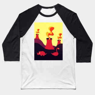 Dinos and Volcanos Baseball T-Shirt